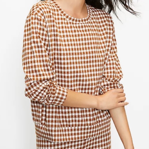 LOU AND GREY BIRDSEYE GINGHAM PONTE SWEATSHIRT SIZE LARGE - Picture 9 of 11